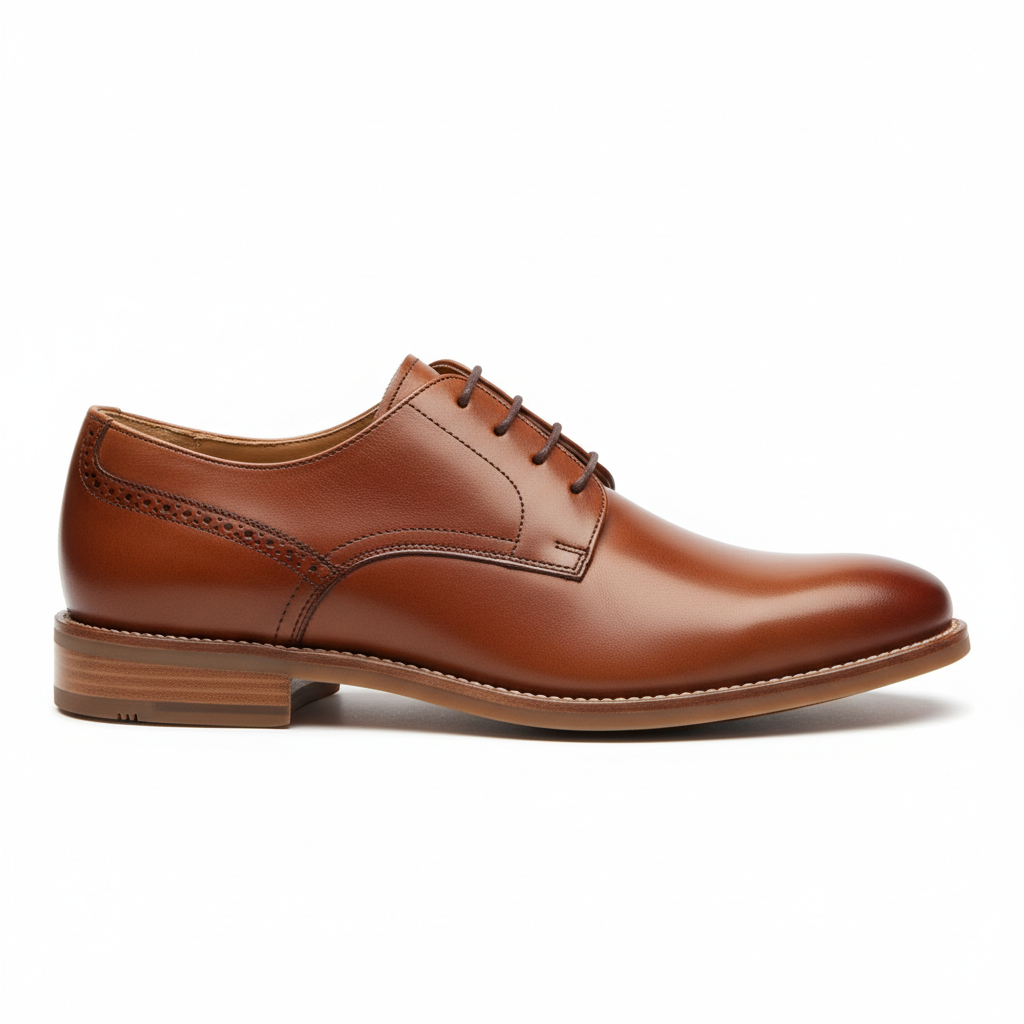 A pair of classic leather casual shoes on white background