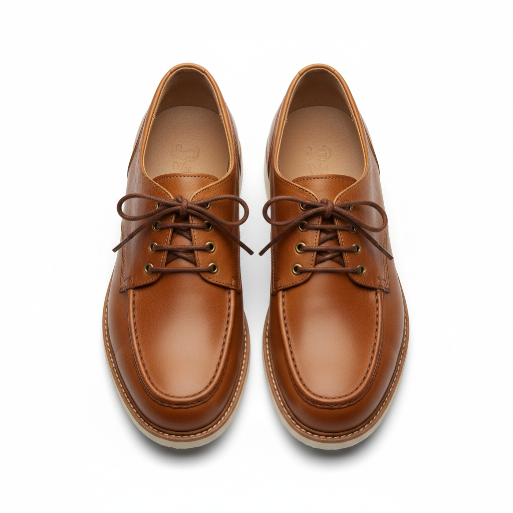 Classic leather casual shoes top down view